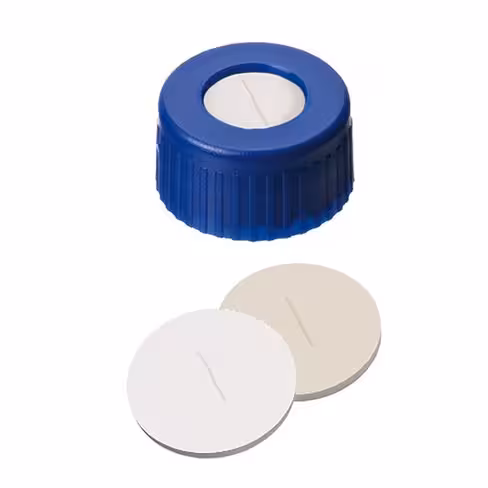 Bouchon screw 9mm blue pp white silicone / beige, x5000