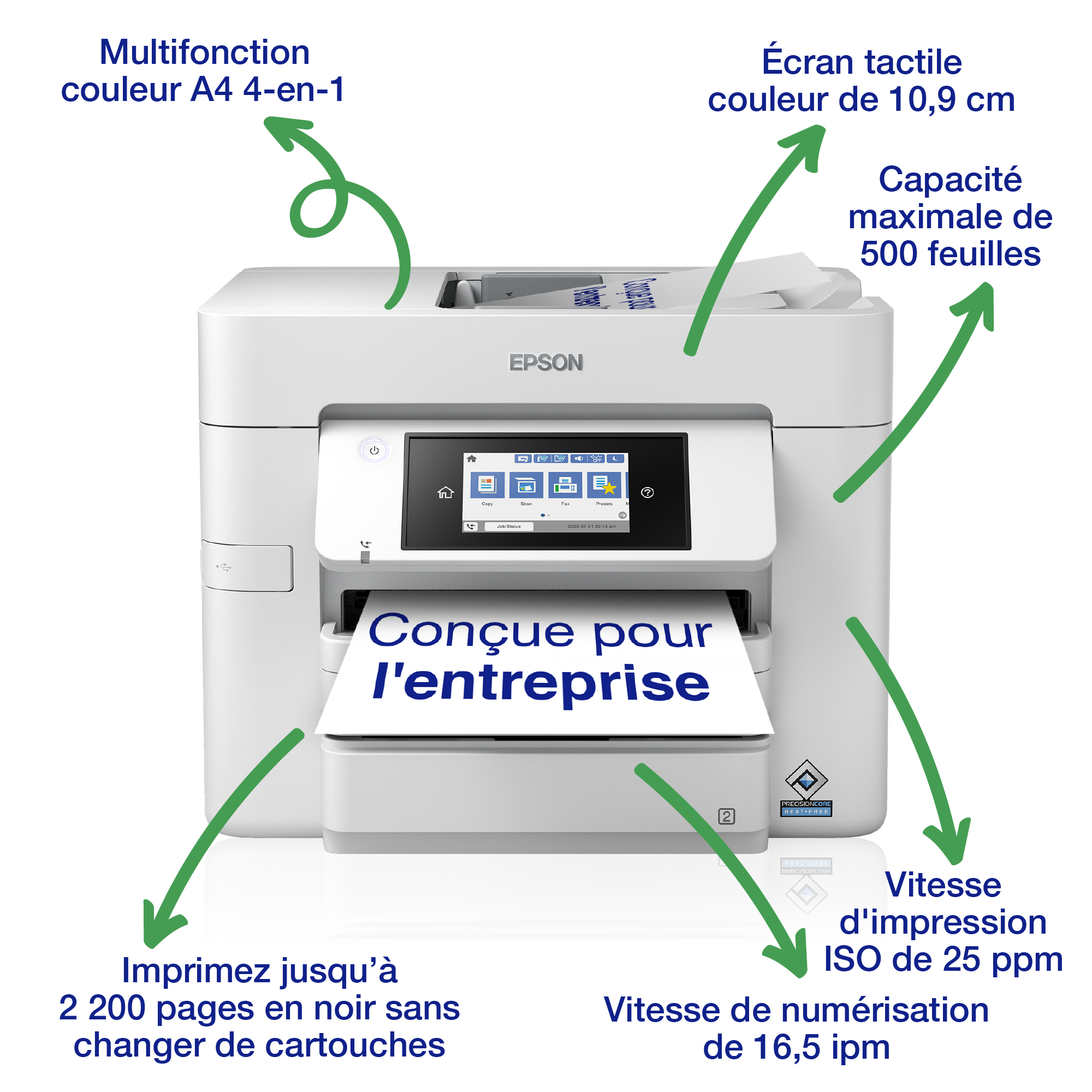 Imprimante jet d'encre multifonction Epson Pro WF-C4810DTWF