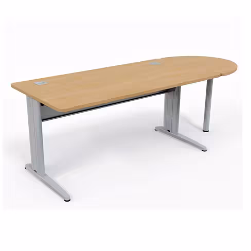 Bureau droit Corial - l. 160 x pr. 80 cm + convivialité demi-lune latérale