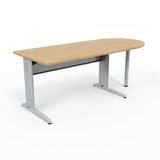 Bureau droit Corial - l. 140 x pr. 80 cm + convivialité demi-lune latérale