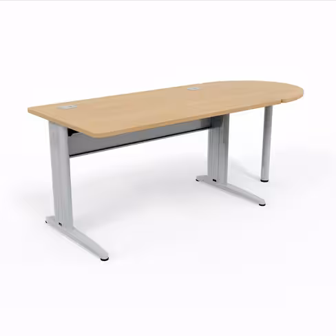 Bureau droit Corial - l. 140 x pr. 80 cm + convivialité demi-lune latérale