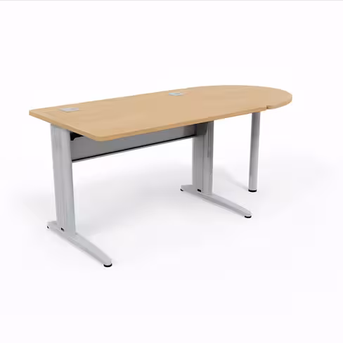 Bureau droit Corial - l. 120 x pr. 80 cm + convivialité demi-lune latérale