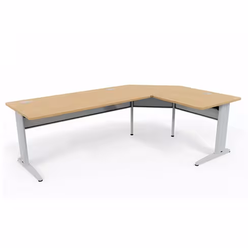 Bureau droit Corial - l. 160 x pr. 80 cm + angle 90° + retour l. 80 x pr. 80 cm