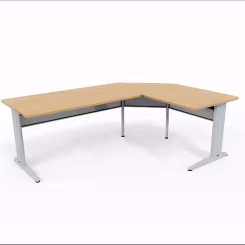 Bureau droit Corial - l. 140 x pr. 80 cm + angle 90° + retour l. 80 x pr. 80 cm