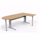 Bureau compact 90° asymétrique Corial - l. 160 x l. 120 x pr. 80-60 cm + convivialité demi-lune latérale