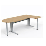 Bureau compact 90° asymétrique Corial - l. 160 x l. 120 x pr. 80-60 cm + convivialité demi-lune latérale