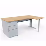 Bureau compact 90° asymétrique Corial - l. 180 x l. 120 x pr. 80-60 cm - avec caisson porteur