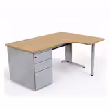 Bureau compact 90° asymétrique Corial - l. 160 x l. 120 x pr. 80-60 cm - avec caisson porteur