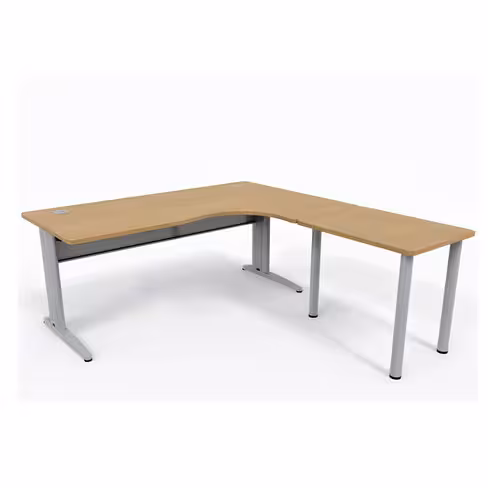 Bureau compact 90° asymétrique Corial - l. 180 x l. 120 x pr. 80-60 cm + retour l. 80 x pr. 60 cm