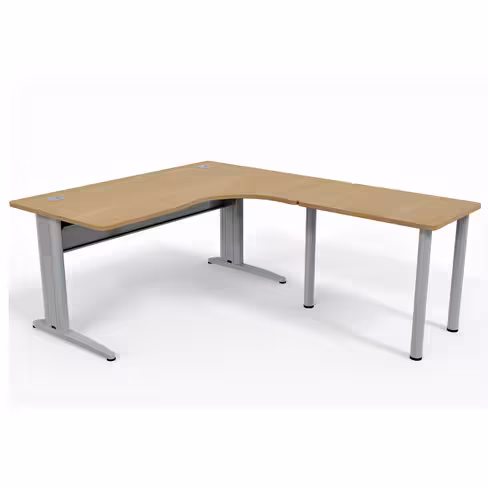 Bureau compact 90° asymétrique Corial - l. 160 x l. 120 x pr. 80-60 cm + retour l. 80 x pr. 60 cm