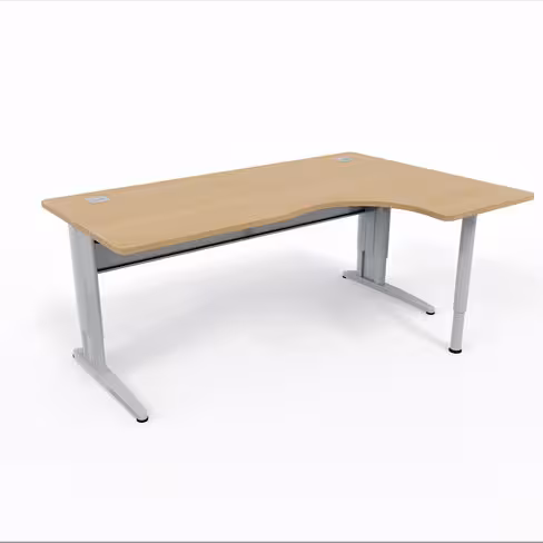 Bureau compact 90° asymétrique Corial - l. 180 x l. 120 x pr. 80-60 cm -piétement réglable en hauteur