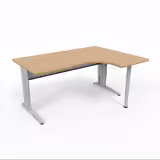 Bureau compact 90° asymétrique Corial - l. 160 x l. 120 x pr. 80-60 cm -piétement réglable en hauteur