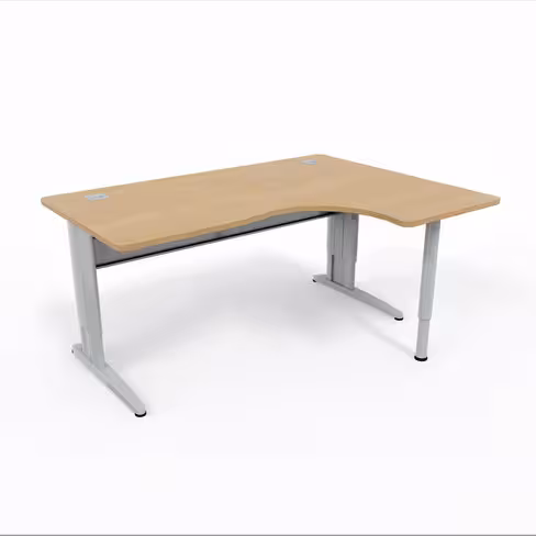 Bureau compact 90° asymétrique Corial - l. 160 x l. 120 x pr. 80-60 cm -piétement réglable en hauteur