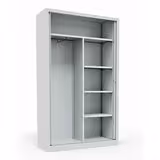 Vestiaire métallique Corial - h. 198 x l. 120 cm - demi-penderie unicolore - fermeture rideaux