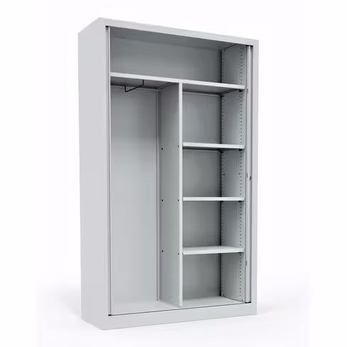 Vestiaire métallique Corial - h. 198 x l. 120 cm - demi-penderie unicolore - fermeture rideaux