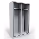 Vestiaire double métallique Corial - h. 198 x l. 120 cm - - façade décor bois - fermeture rideaux