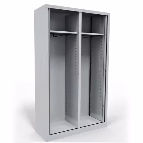 Vestiaire double métallique Corial - h. 198 x l. 120 cm - - façade décor bois - fermeture rideaux