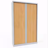 Vestiaire métallique Corial - h. 198 x l. 120 cm - - façade décor bois - fermeture rideaux