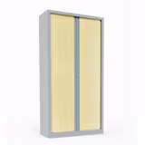 Vestiaire métallique Corial - h. 198 x l. 100 cm - - façade décor bois - fermeture rideaux