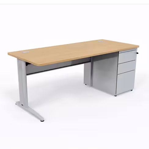 Bureau droit Corial - l. 180 x pr. 80 cm - avec caisson porteur - délai court