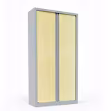 Armoire métallique Corial - h. 198 x l. 100 cm - 4 tablettes - façade décor bois - fermeture rideaux - délai court