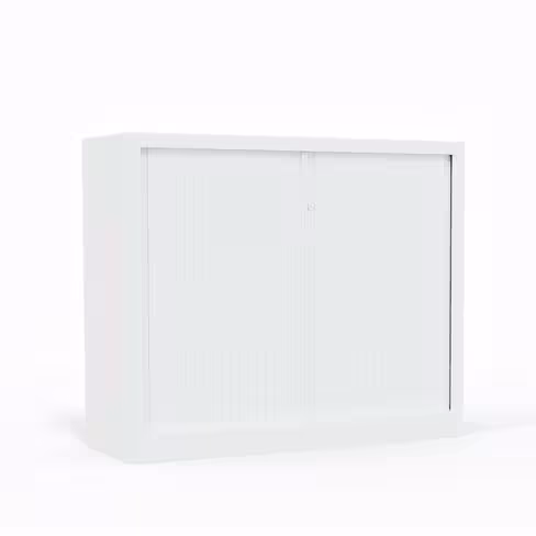 Armoire métallique Corial - h. 100 x l. 120 cm - 2 tablettes - unicolore - fermeture rideaux - délai court