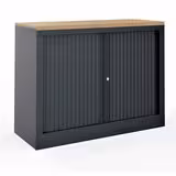 Armoire hauteur bureau métallique Corial - l. 80 cm - 1 tablette - unicolore - fermeture rideaux - délai court