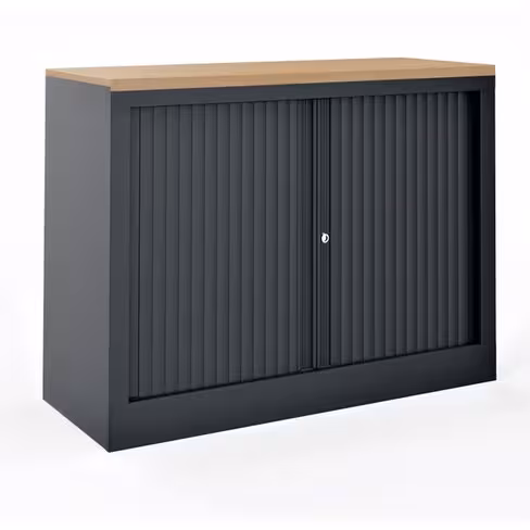 Armoire hauteur bureau métallique Corial - l. 80 cm - 1 tablette - unicolore - fermeture rideaux - délai court