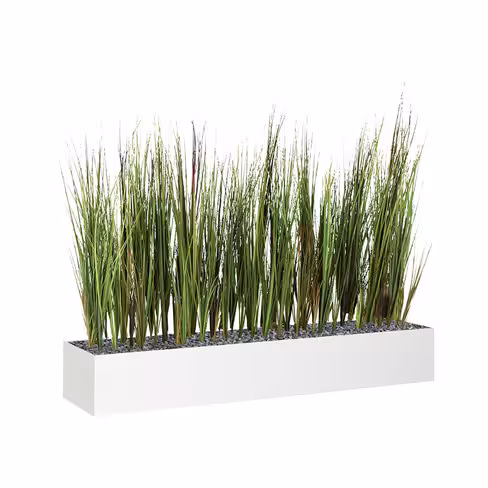 Jardinière métallique Ferro - l. 120 x h. 12 cm - avec herbe