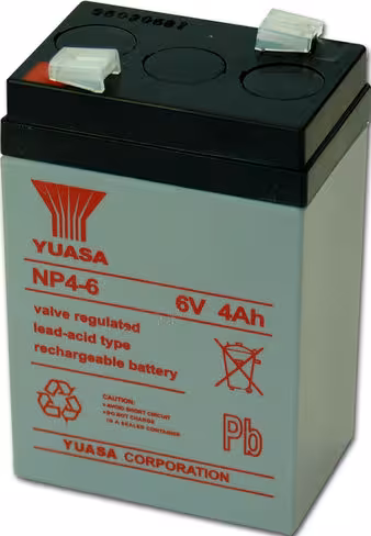 Batterie au plomb Yuasa - 6 v 4 Ah - 70x47x106mm - NP4-6 - 1 unité