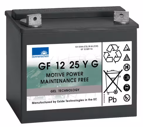 Batterie plomb gel Semi-traction - Exide - 12 v 25 Ah - 197x132x184mm - GF12025YG - 1 unité