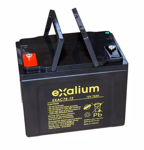 Batterie plomb cyclique - Exalium - 12 v 75 Ah - 260x170x202 mm - 1 unité