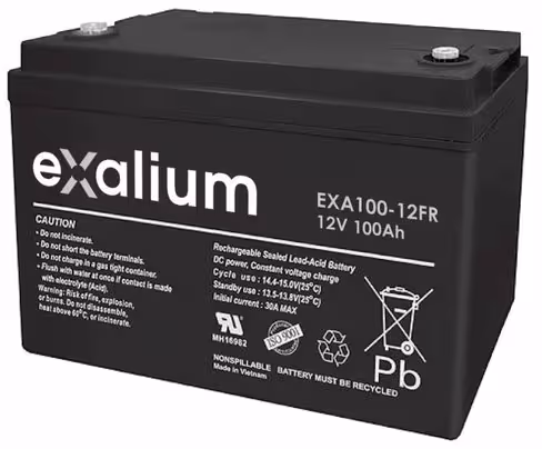 Batterie plomb - Exalium - 12 v 100 Ah - Flamme Retardante - 330x173x220 mm - 1 unité