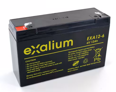 Batterie plomb - Exalium - 6 v 12 Ah - 151x50x100 mm - 1 unité
