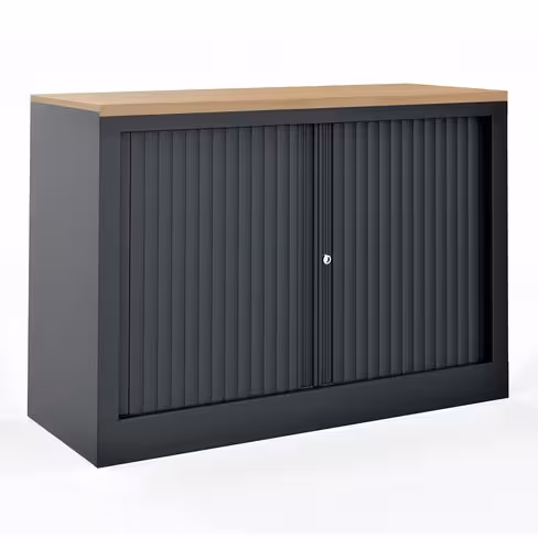 Armoire hauteur bureau métallique Corial - l. 100 cm - 1 tablette - unicolore - fermeture rideaux