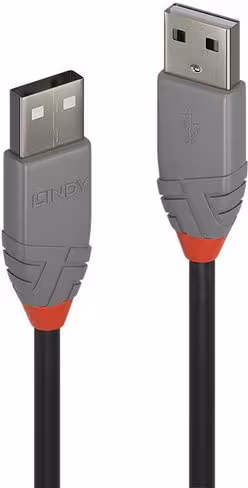Câble USB 2.0 type A/A - 1 m - Lindy - noir/gris - Lot de 5