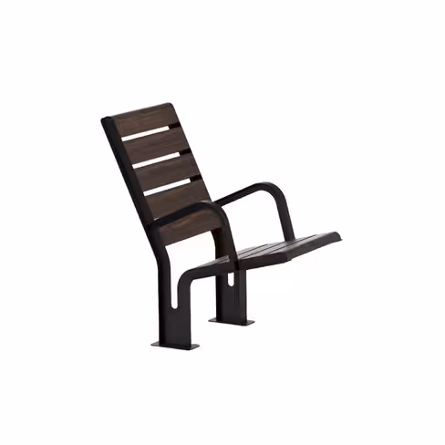 Fauteuil Utyl 1 place avec accoudoirs - assise bois massif - structure acier noir sablé - 92,8 x 51,4 x 85,7 cm - livré d