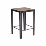 Table haute Solea plateau stratifié compact pin vieilli - piètement acier noir - 110 x 70,6 x 70,6 cm -
