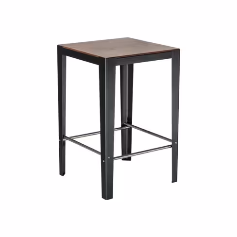 Table haute Solea plateau stratifié compact pin vieilli - piètement acier noir - 110 x 70,6 x 70,6 cm -