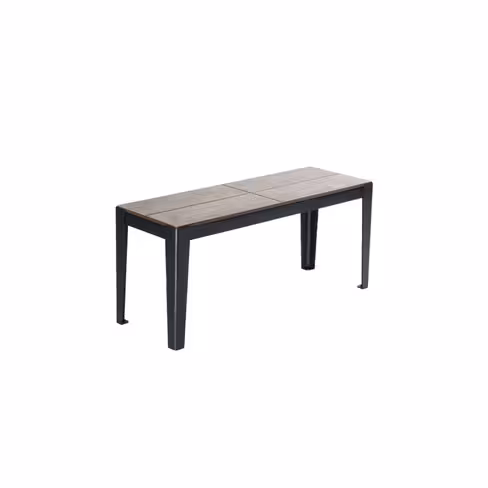 Banc 2 places Solea - assise stratifié compact pin vieilli - piètement acier noir - 45 x 100,5 x 35,5 -