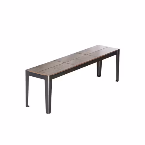 Banquette 3 places Solea - assise stratifié compact pin vieilli - piètement acier noir - 45 x 139 x 35,5 -