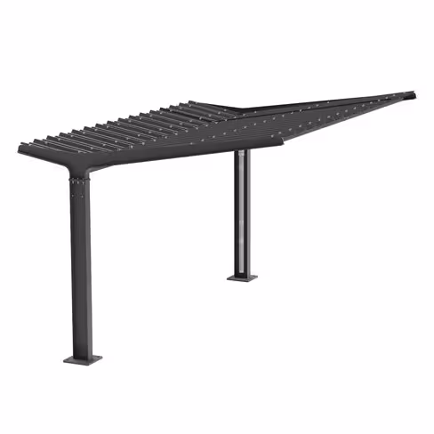 Ombrière Utyl 2 places - 310 x 500 x 388 cm - strucure acier noir sablé - livré déchargé