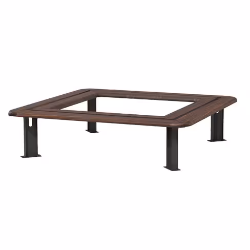 Banc tour d'arbre Utyl - carré - bois massif - 45 x 180,6 x 180,6 cm - strucure acier noir sablé - livré déchargé