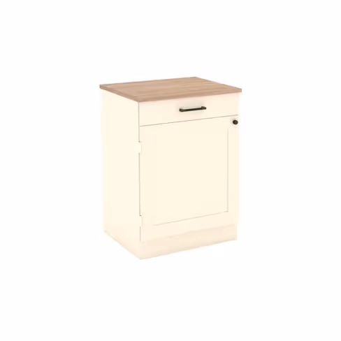 Buffet 1 porte 1 tiroir EM - l. 62 x h. 85 x pr. 52 cm - hêtre massif - plateau stratifié antibactérien chants ABS