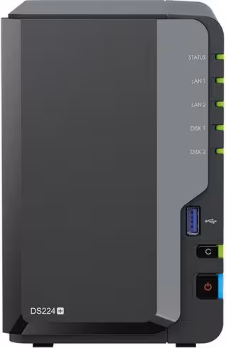 Solution NAS DS224+ en 2 baies tour livrée paramétrée et testée avec 2 disques durs de 8To Synology