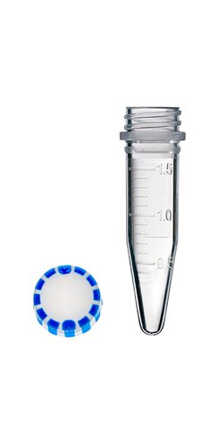 Tube à vis 1,5 ml gradué conique bouchon EasyGrip stérile PP bleu x 250
