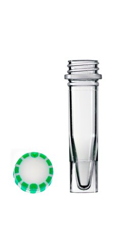 Tube à vis 1,5 ml lisse jupé bouchon EasyGrip stérile PP vert x 250