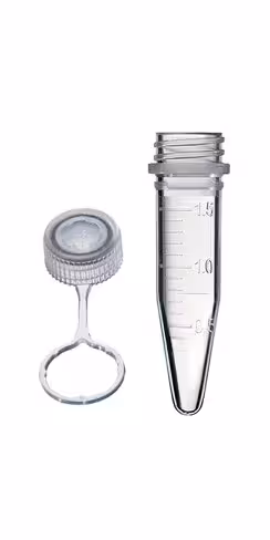Tube 1,5 ml certifié gradué conique et avec bouchon attaché stérile naturel x 250