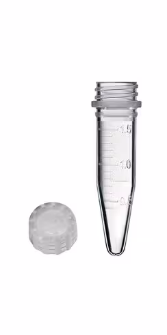 Tube 1,5 ml certifié lisse à jupe et bouchon stérile naturel x 250