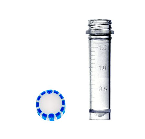 Tube à vis 2 ml gradué jupé bouchon EasyGrip stérile PP bleu x 250